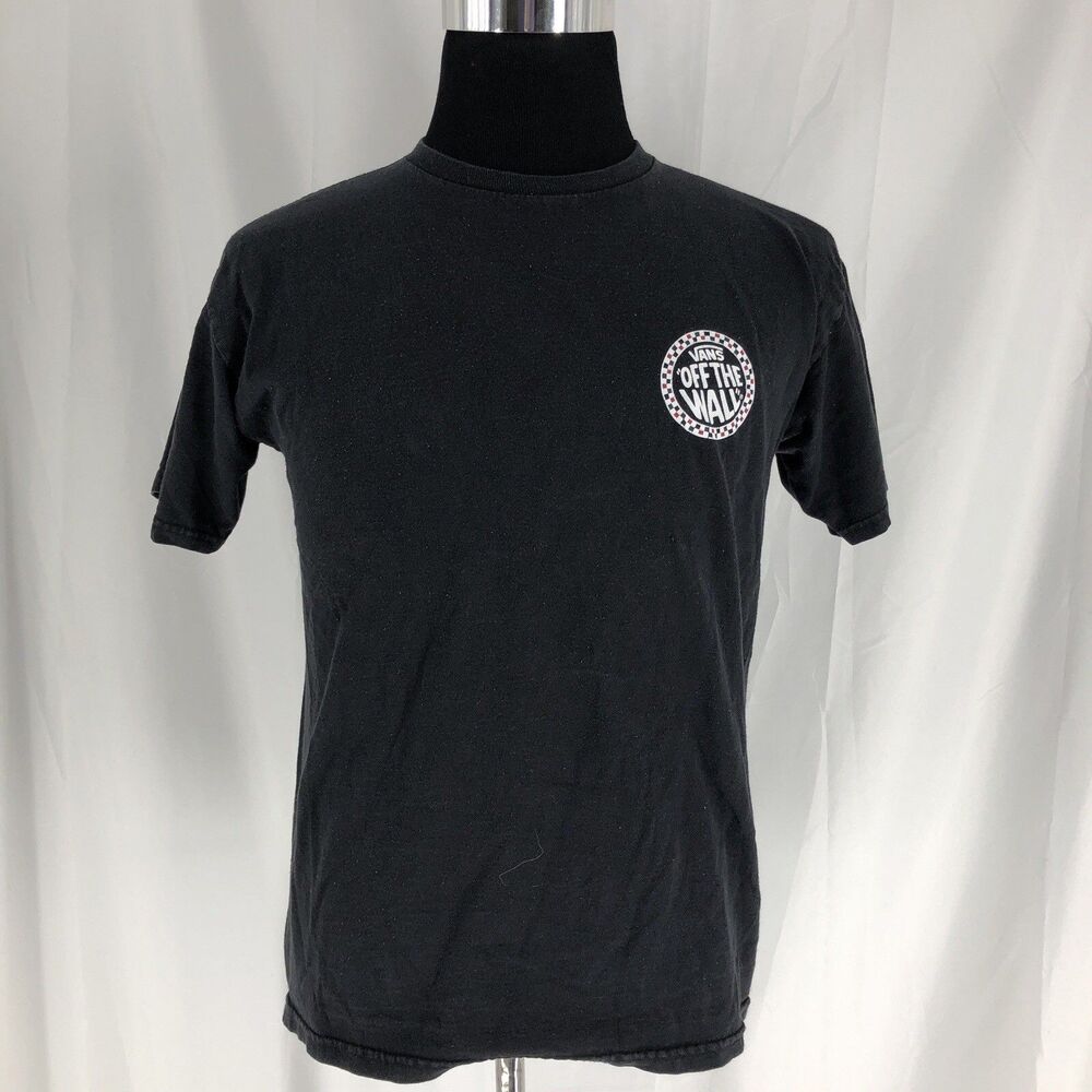 Men’s Medium VANS Off The Wall Black White Red Logo Checkerboard Graphic Tee